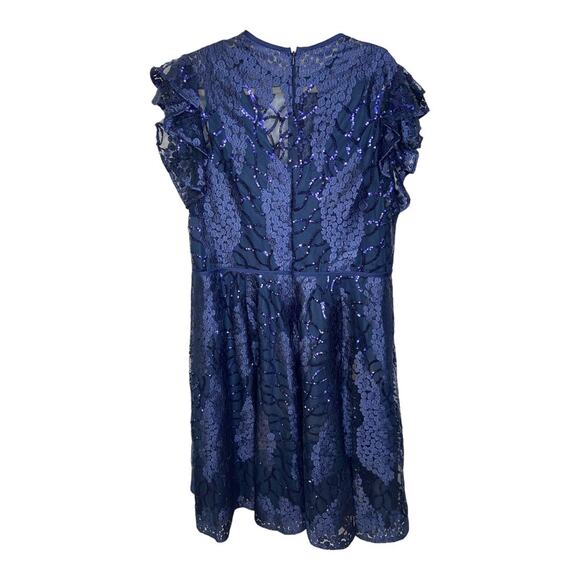 Mac Duggal Sequins Embellished Flutter Sleeve Cocktail Dress Formal Gala Sz 16 - Picture 10 of 15